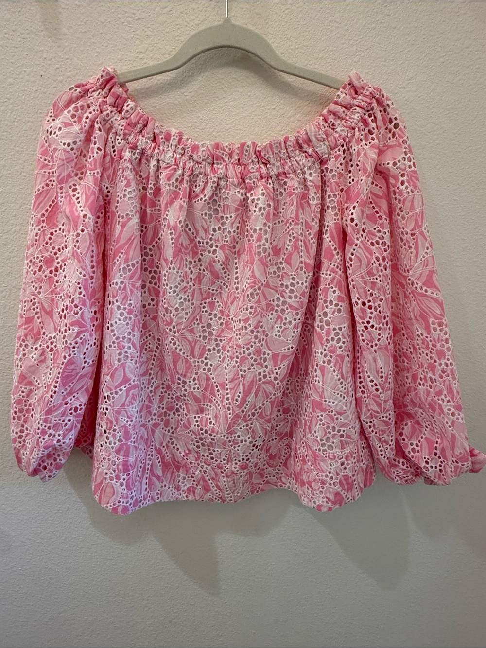 Lilly Pulitzer Pink Eyelet Off-Shoulder Blouse